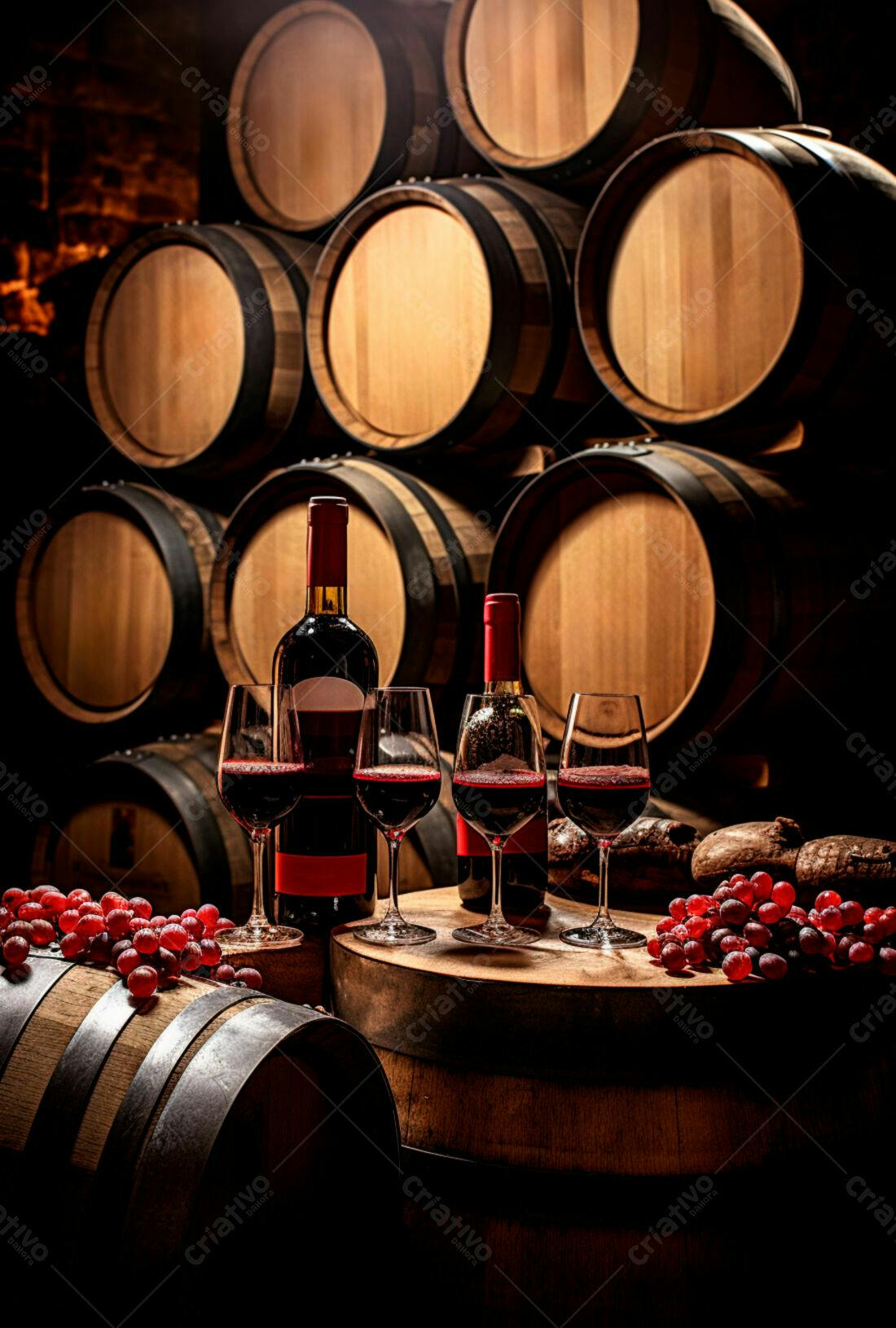 Vinho tinto em barril de madeira