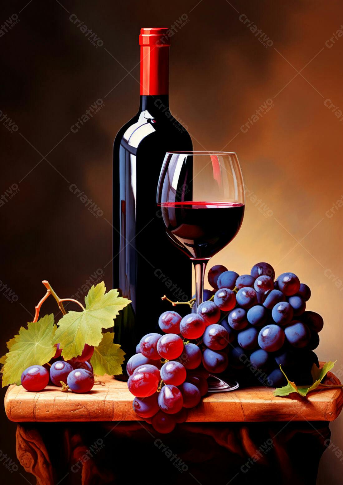Vinho tinto garrafa taça uvas