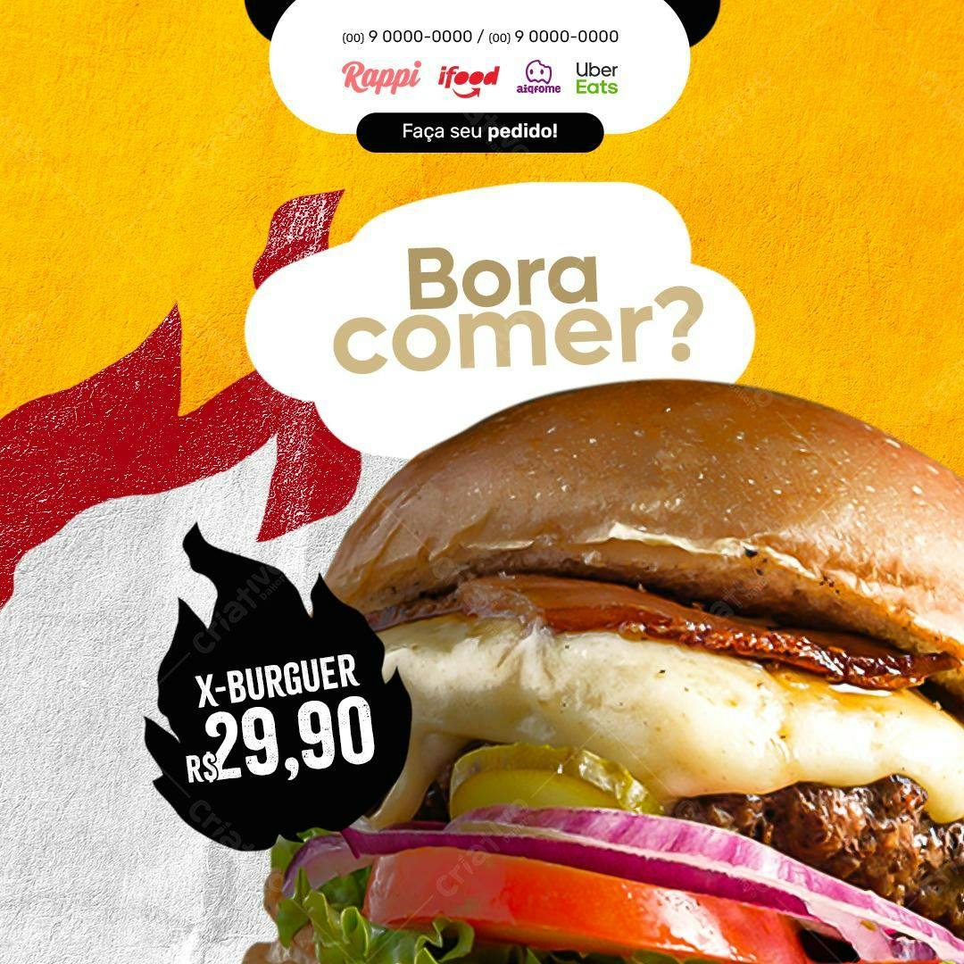 Flyer para Delivery de Hambúrguer PSD Editável