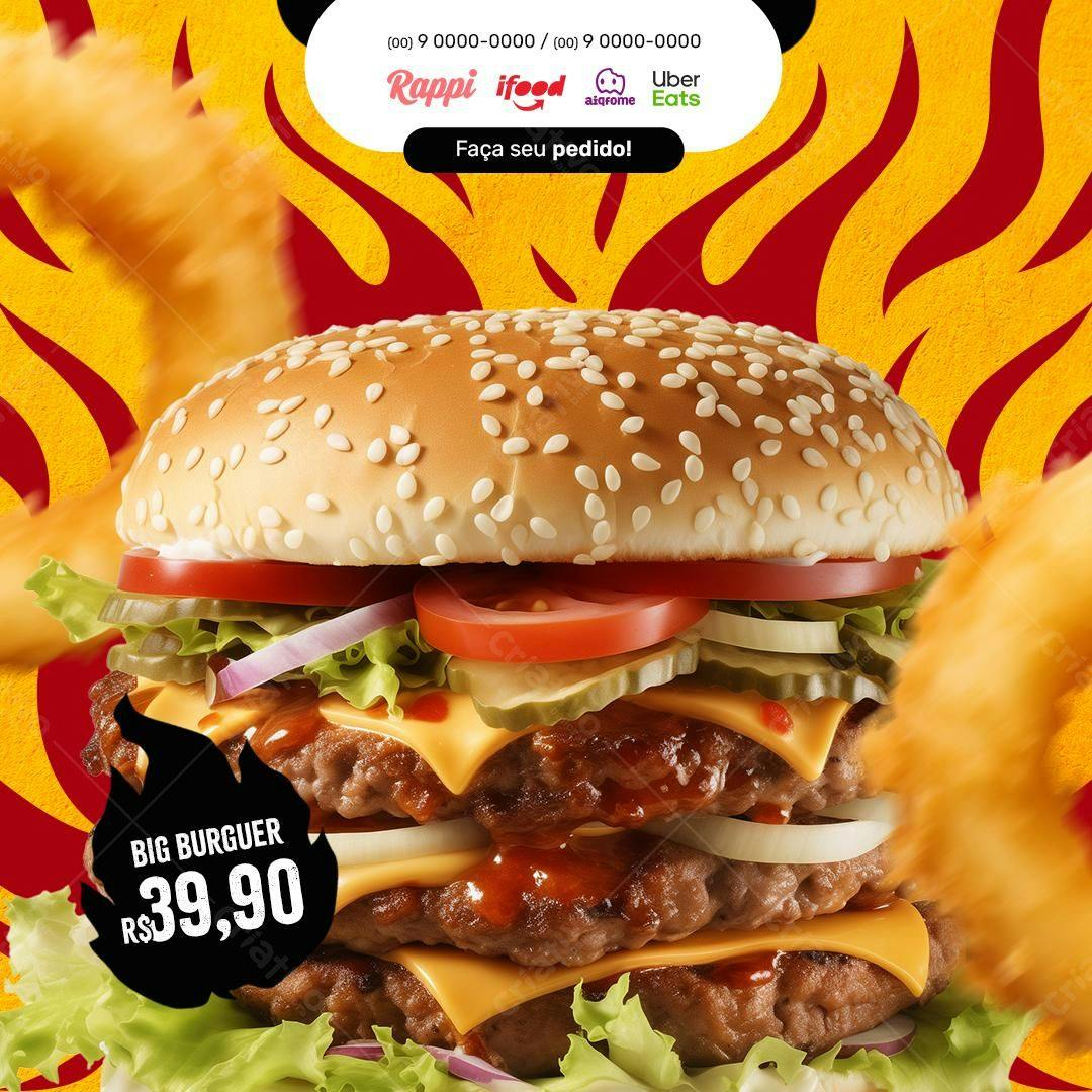 Flyer para Delivery de Hambúrguer PSD Editável