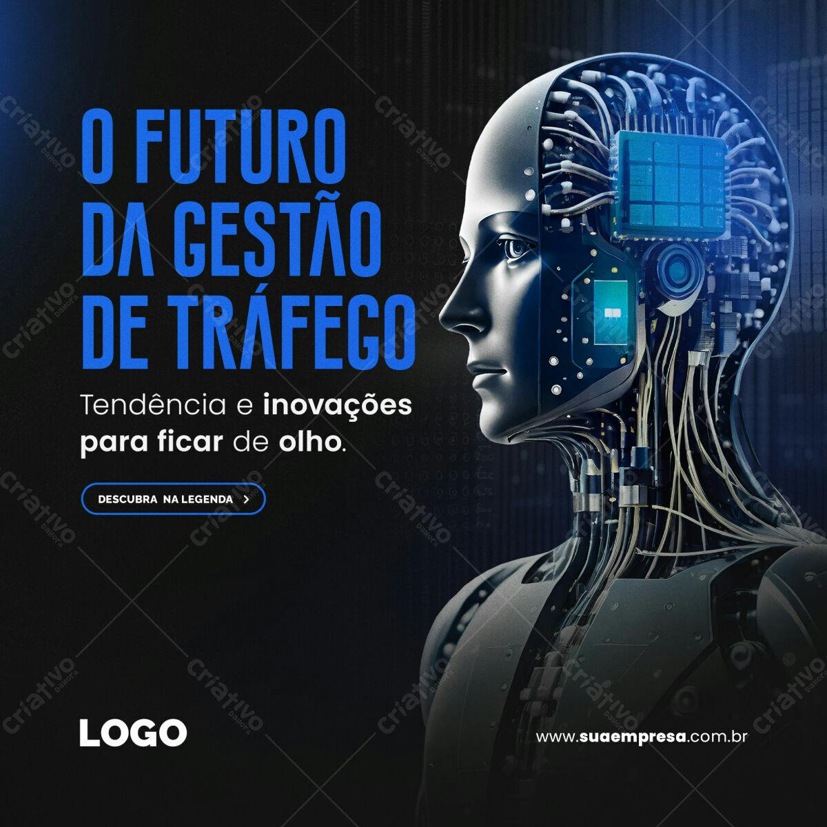 Post para Redes Sociais sobre Gestão de Tráfego PSD Editável