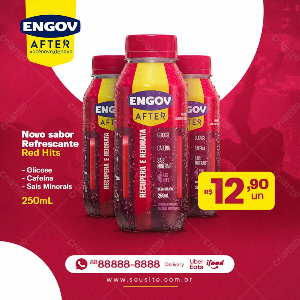 Novo Sabor Engov After Sabor Red Hits Social Media Psd Editável