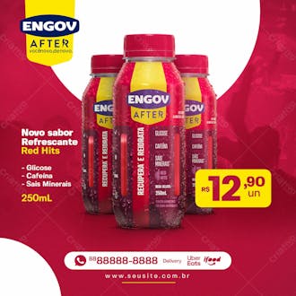 Novo sabor engov after sabor red hits social media psd editável