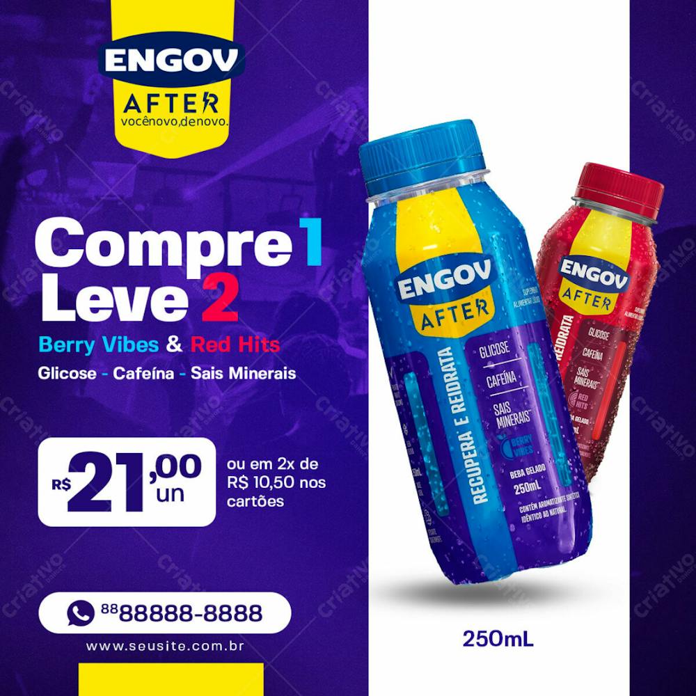 Compre 1 E Leve 2 Engov After Sabores Media Psd Editável