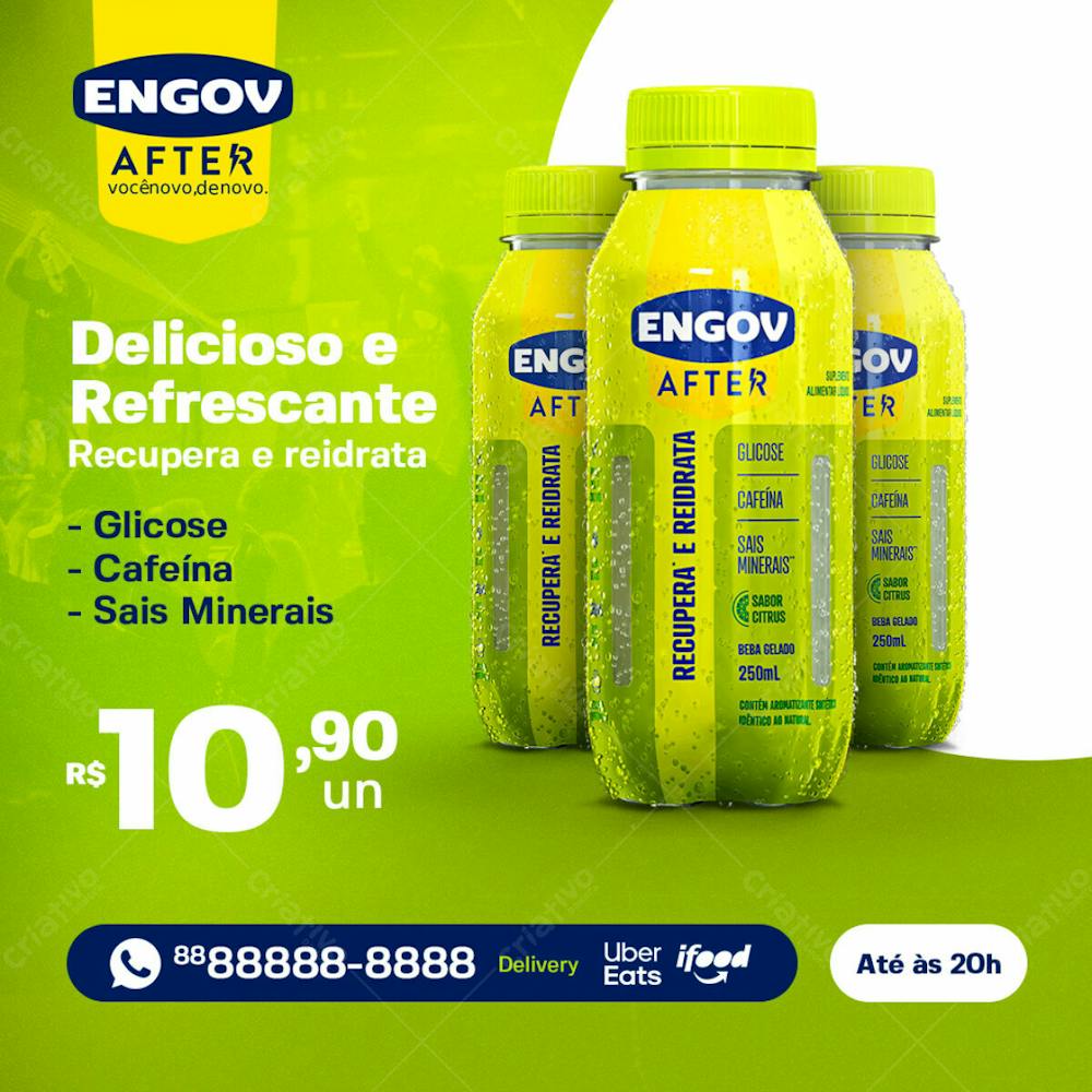 Delicioso E Refrescante Engov After Sabor Citrus Social Media Psd Editável