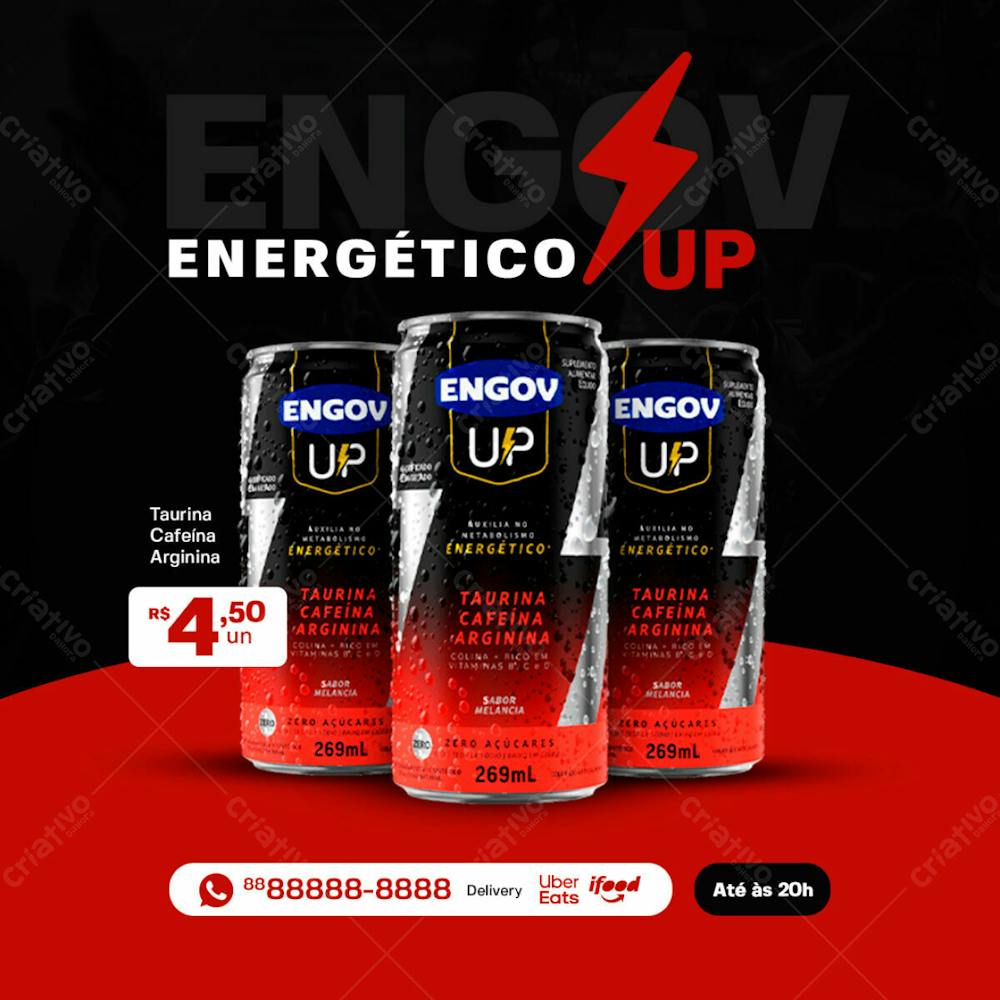 Energético Engov Up  Sabor Melancia Media Psd Editável