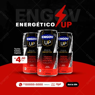 Energético engov up sabor melancia media psd editável