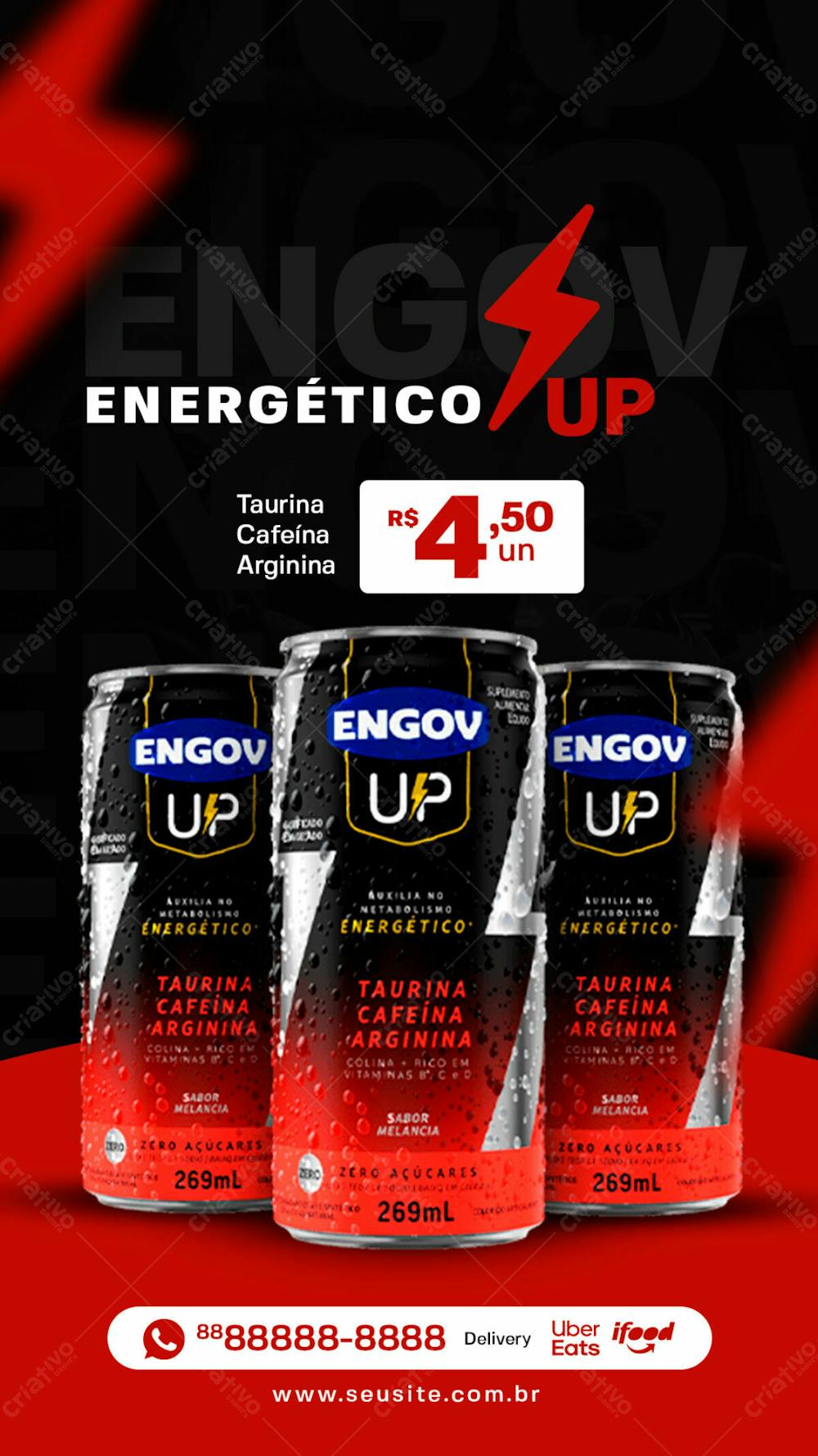 Story Energético Engov Up  Sabor Melancia Media Psd Editável