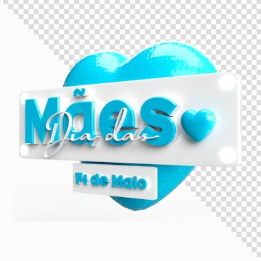 Elemento 3d dia das mães azul visão direita