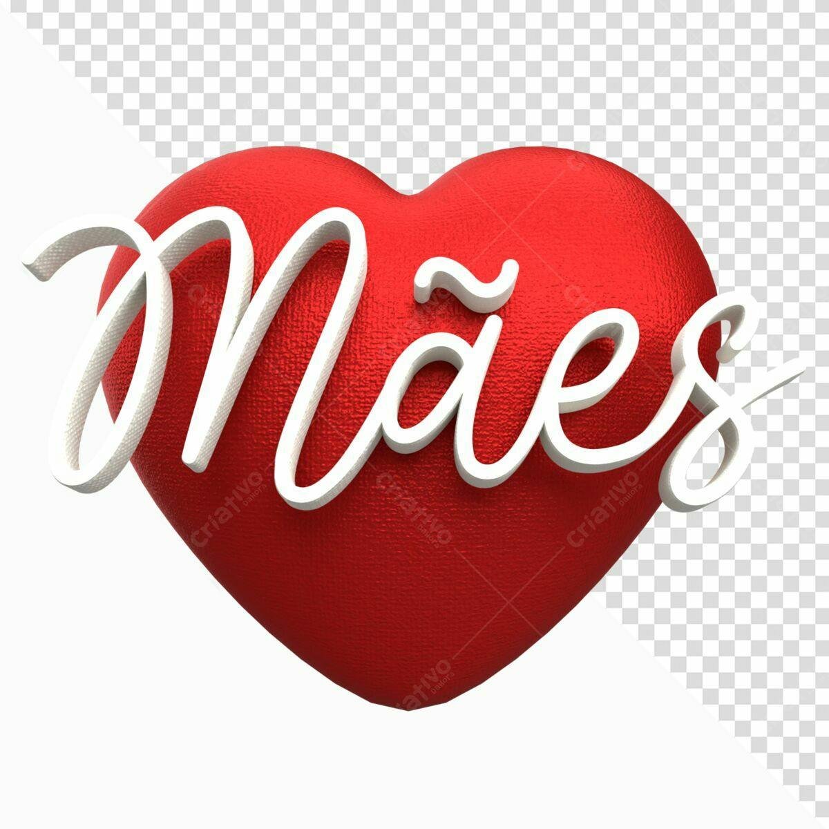 Arte Dia das Mães Coração Vermelho PSD Editável