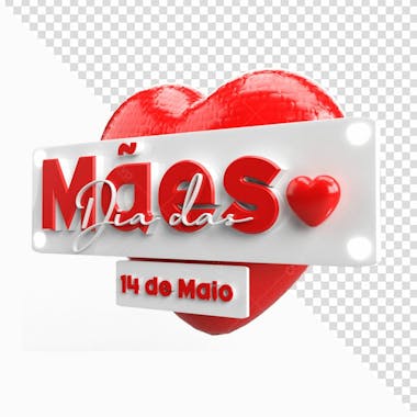 Elemento 3d dia das mães vermelho visão direita