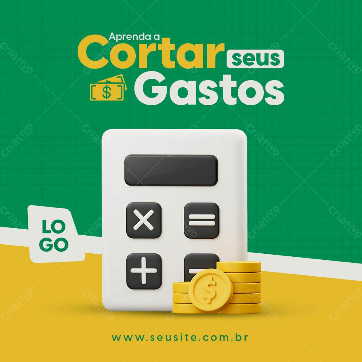 Post para Redes Sociais - Aprenda a Cortar Seus Gastos PSD Editável