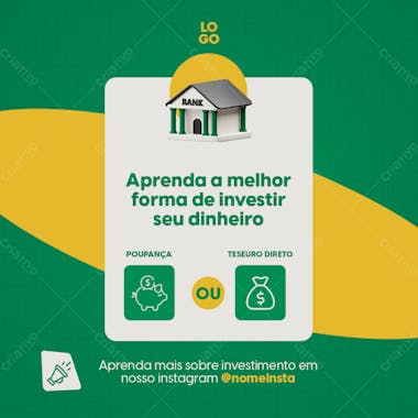 Aprenda a investir seu dinheiro educação financeira psd editável