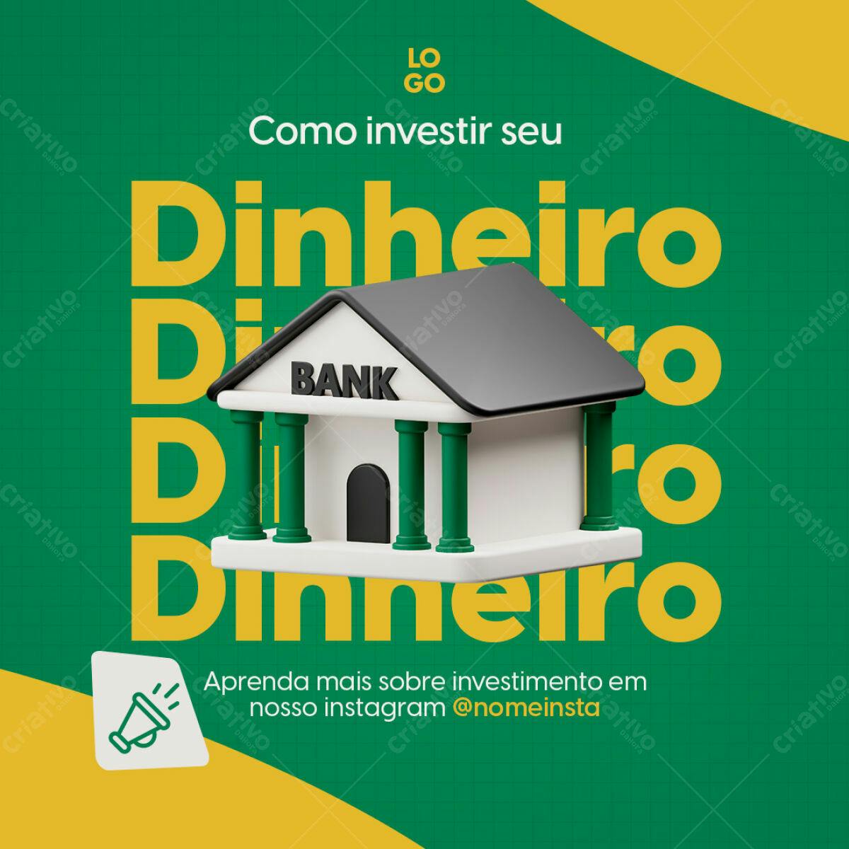 Post Instagram Investimento Dinheiro PSD Editável