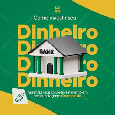 Como investir seu dinheiro educação financeira psd editável