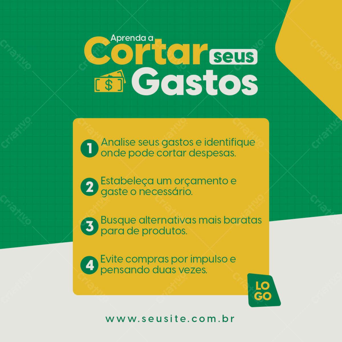 Post para Instagram sobre Economia Doméstica PSD Editável