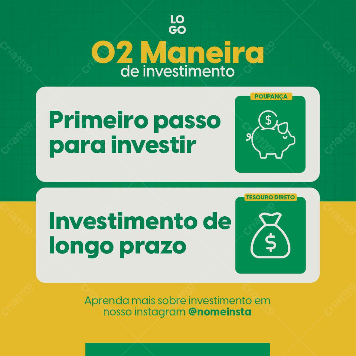 Post Instagram Investimentos PSD Editável