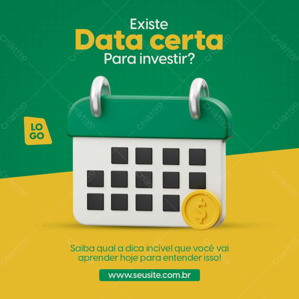 Existe Data Certa Pra Investir Educação Financeira Psd Editável