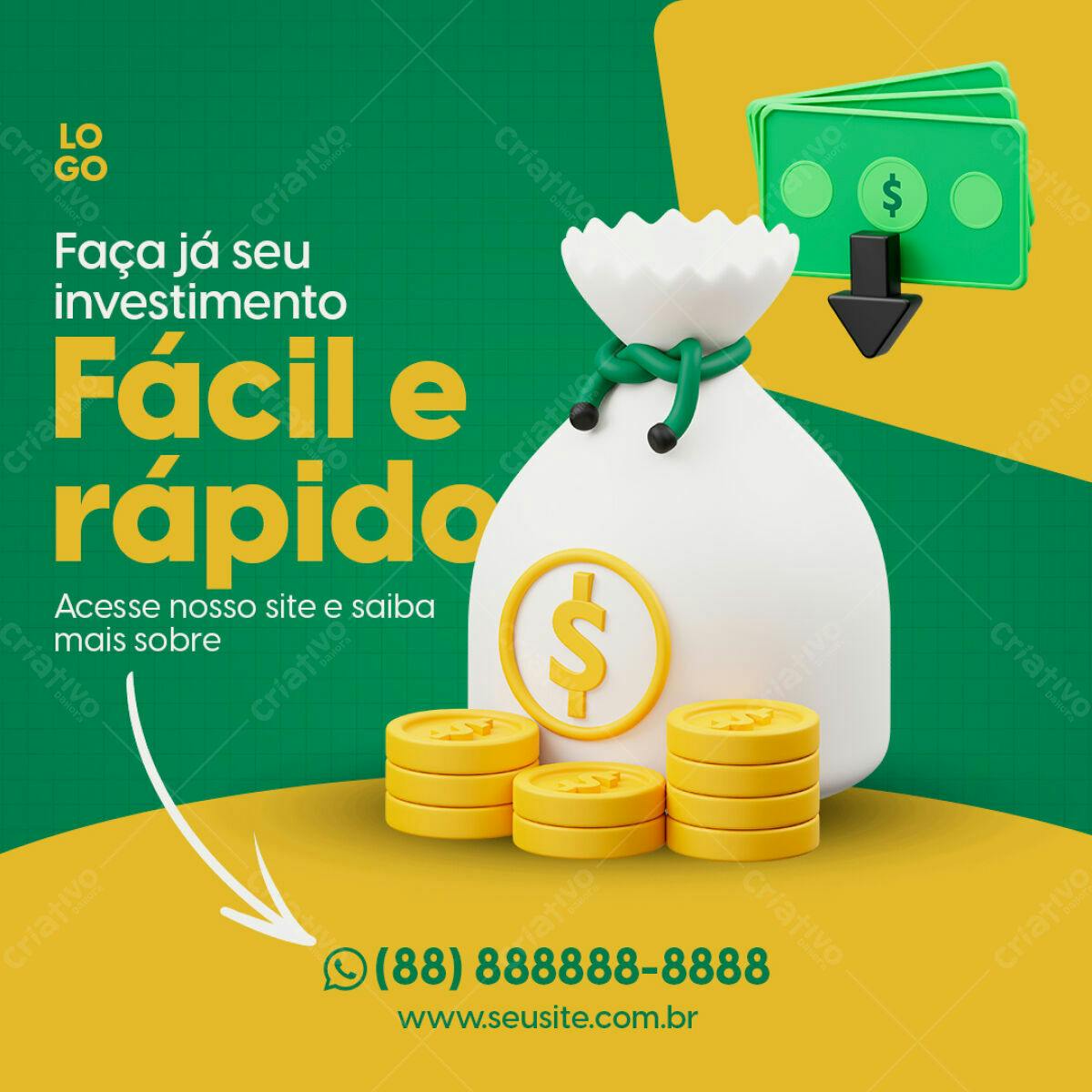 Post para Investimento Fácil e Rápido PSD Editável