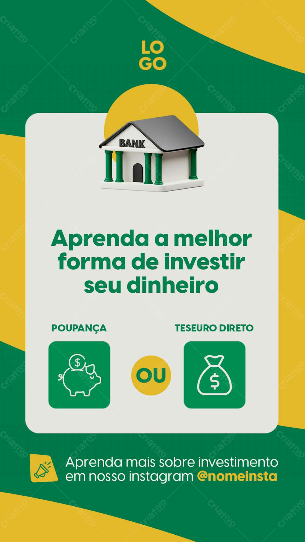 Stories Aprenda A Investir Seu Dinheiro Educação Financeira Psd Editável