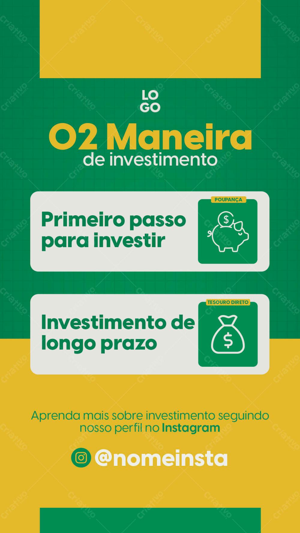 Stories Duas Maneiras De Começar A Investir Educação Financeira Psd Editável