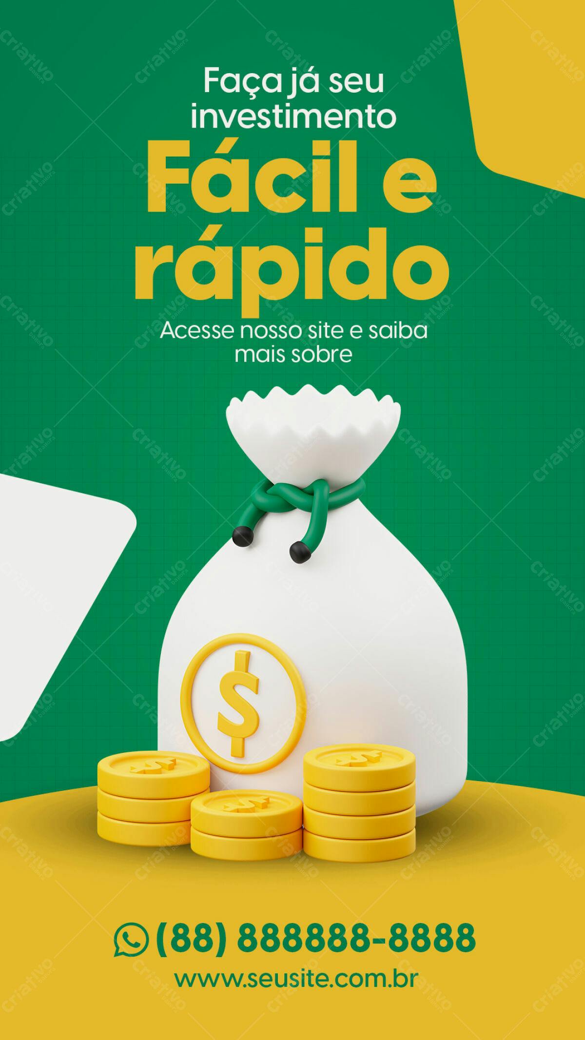 Flyer para Investimento Fácil e Rápido PSD Editável
