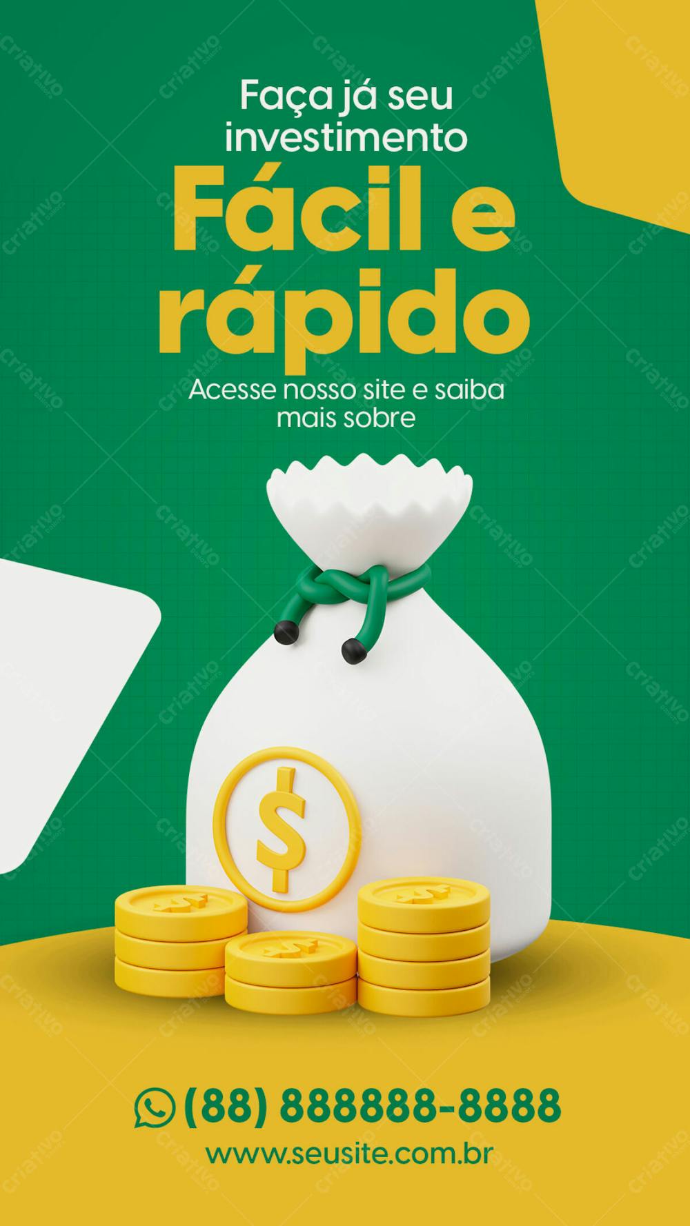 Stories Faça Seu Investimento Educação Financeira Psd Editável