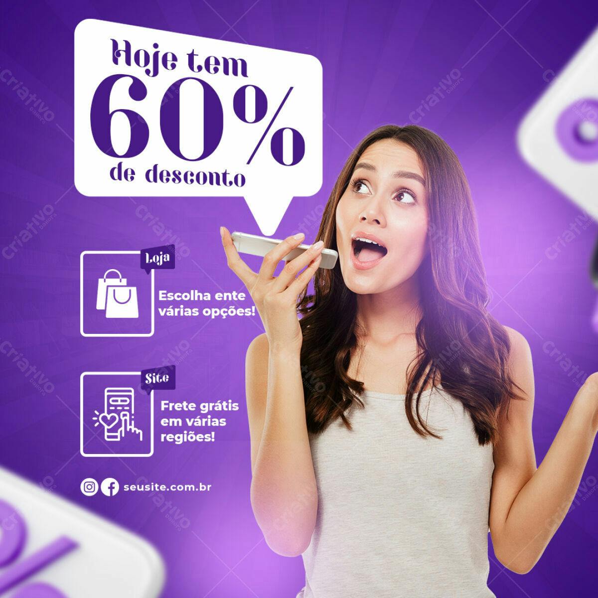 Flyer Promoção 60% Desconto PSD Editável