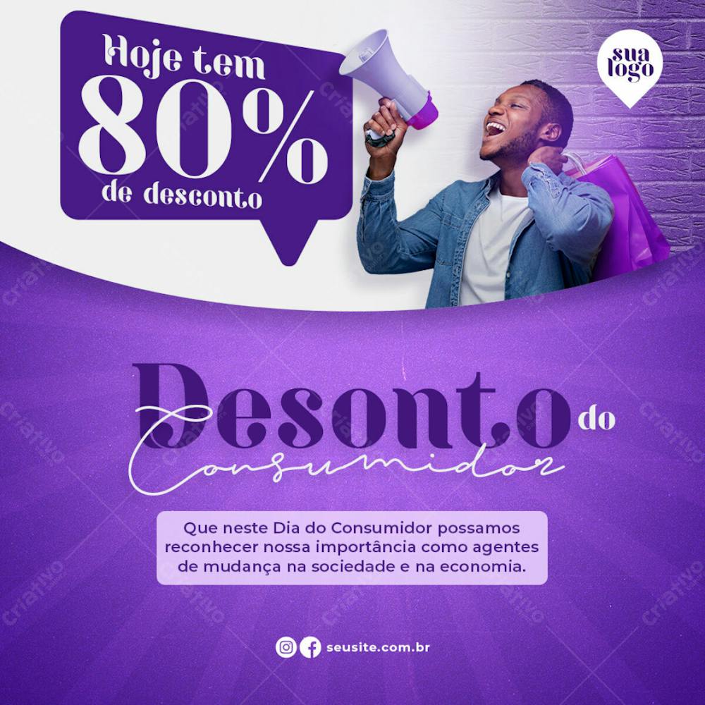 Oferta Dia Do Consumidor 80% De Desconto Social Media Psd Editável