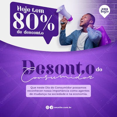 Oferta Dia Do Consumidor 80% De Desconto Social Media Psd Editável