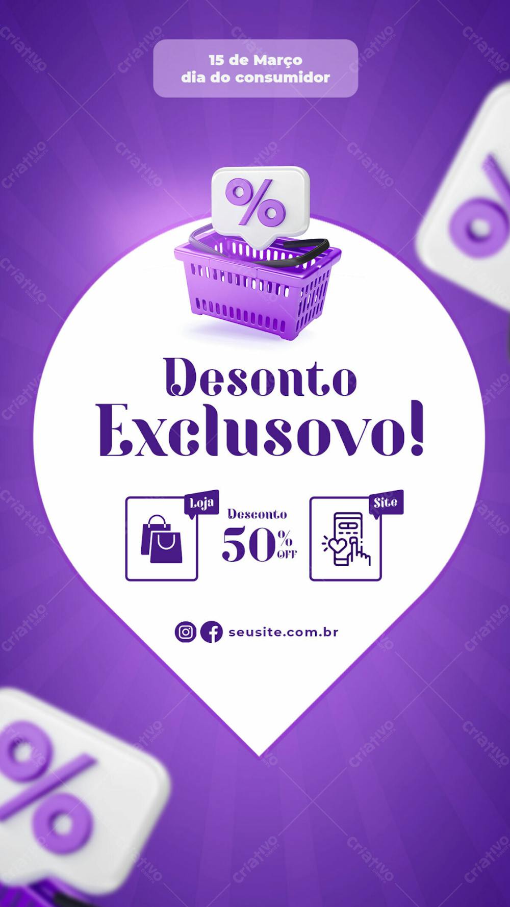 Stories Desconto Exclusivo 15 De Março Dia Do Consumidor Social Media Psd Editável