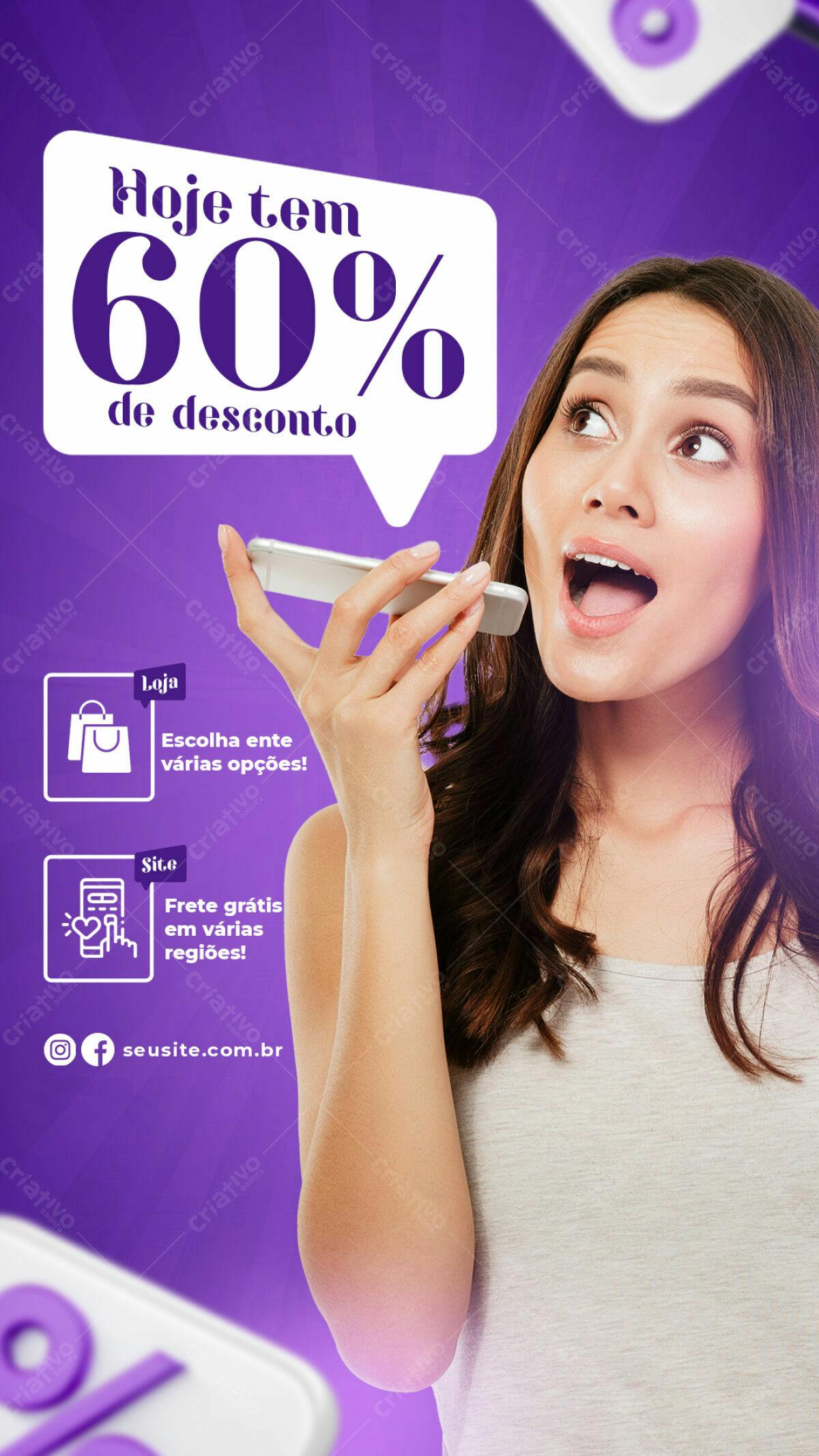 Flyer de Promoção 60% de Desconto PSD Editável