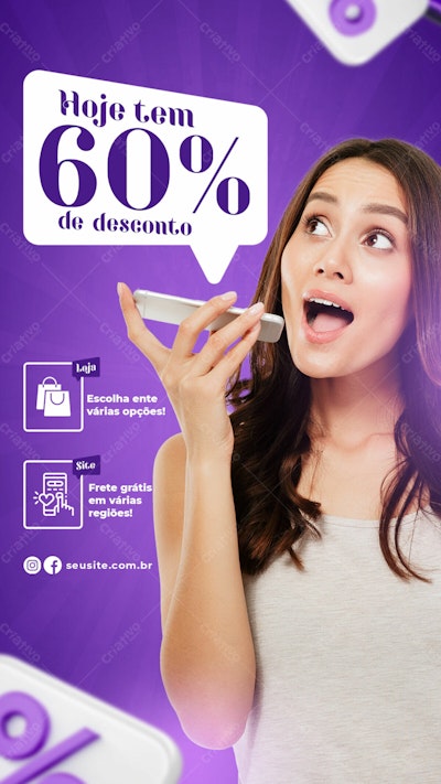 Flyer de Promoção 60% de Desconto PSD Editável — Criativo Dahora