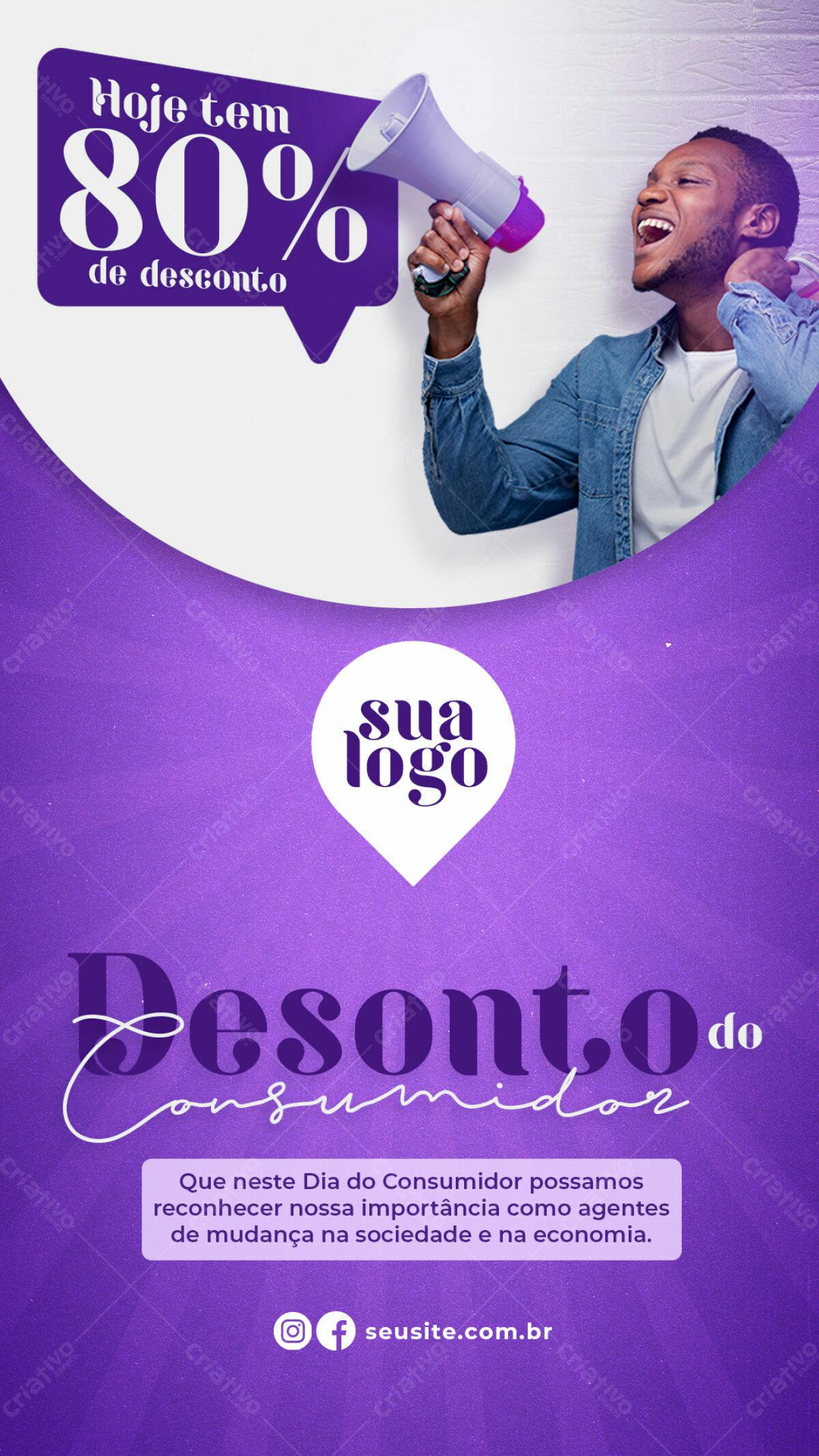Flyer Dia do Consumidor com 80% de Desconto PSD Editável