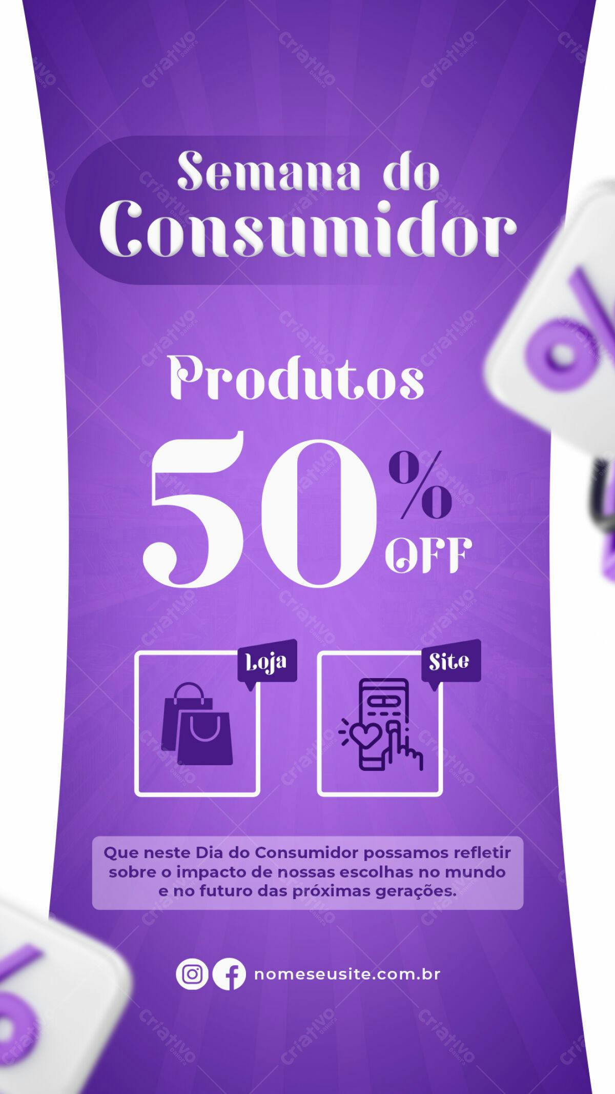 Flyer Semana do Consumidor com 50% OFF PSD Editável