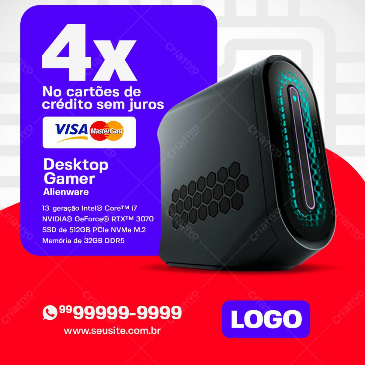 Anúncio Desktop Gamer Alienware PSD Editável
