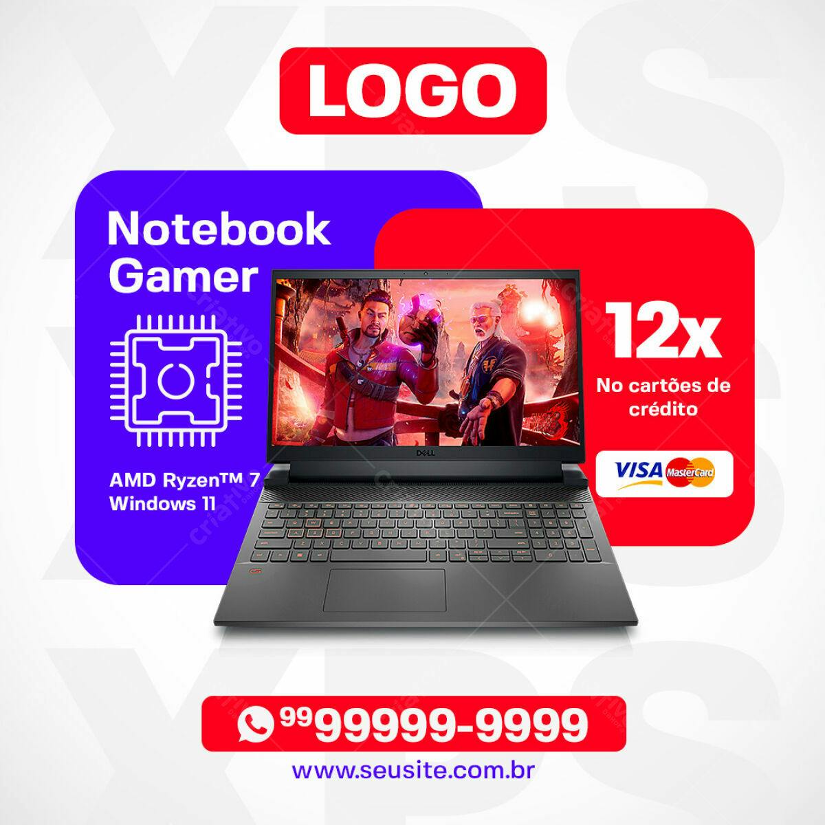 Anúncio Notebook Gamer PSD Editável
