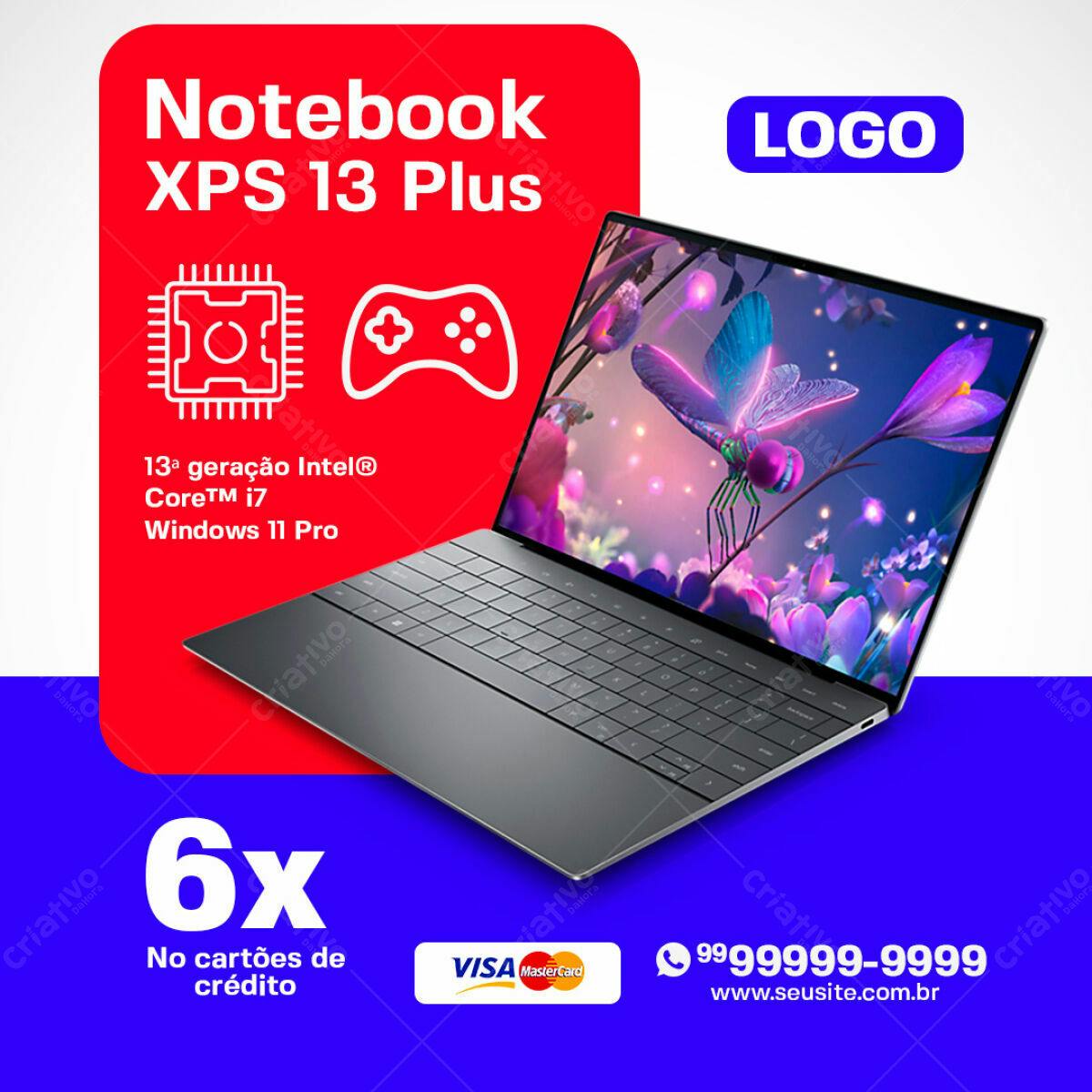 Anúncio Notebook XPS 13 Plus PSD Editável