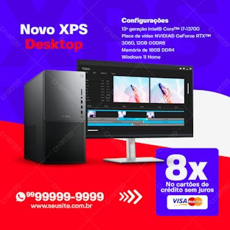 Novo xps desktop loja de informática social media psd editável