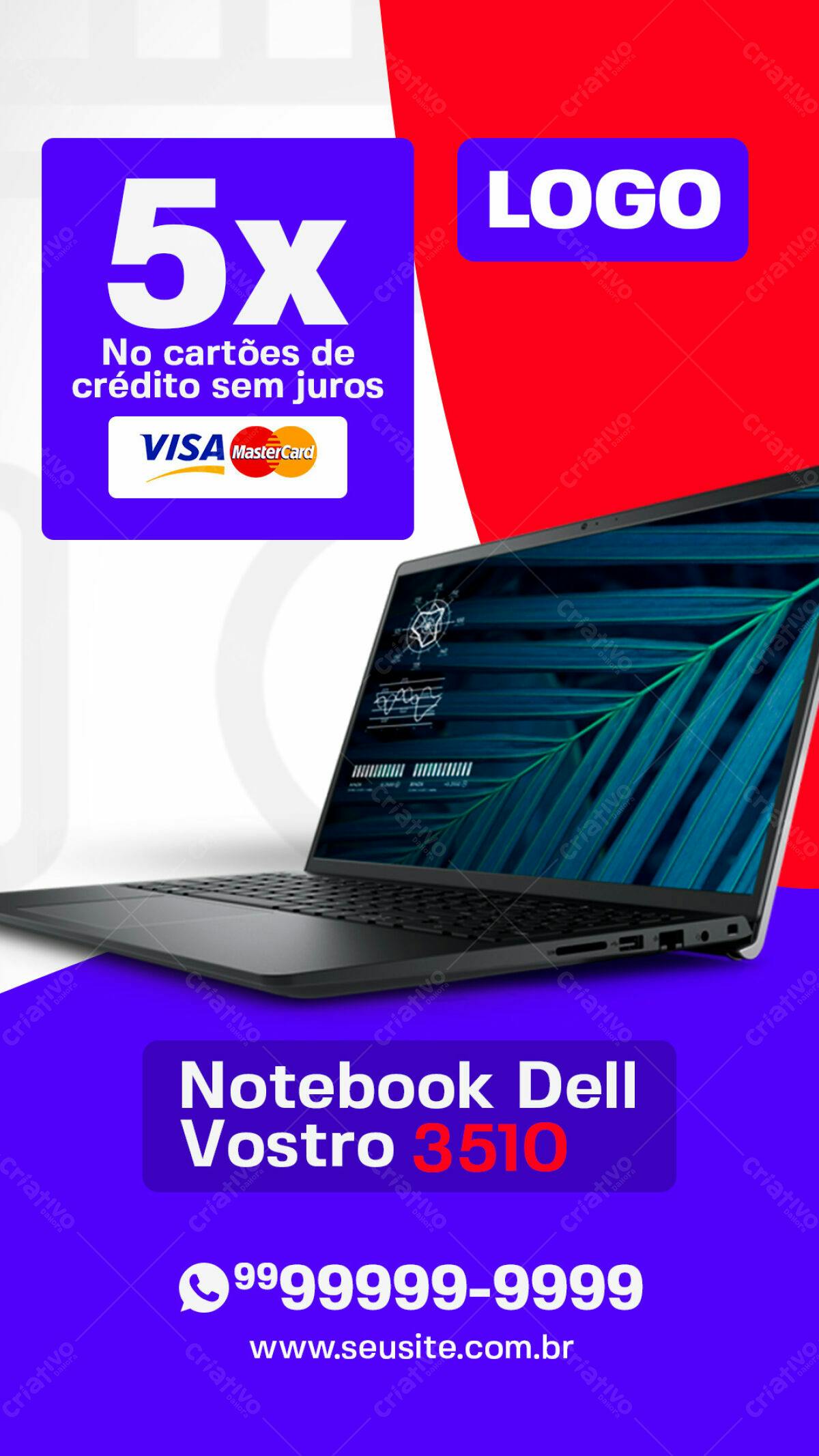 Anúncio Notebook Dell Vostro 3510 PSD Editável