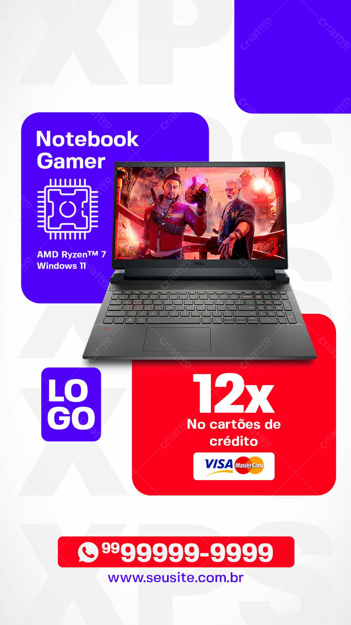 Flyer Notebook Gamer PSD Editável