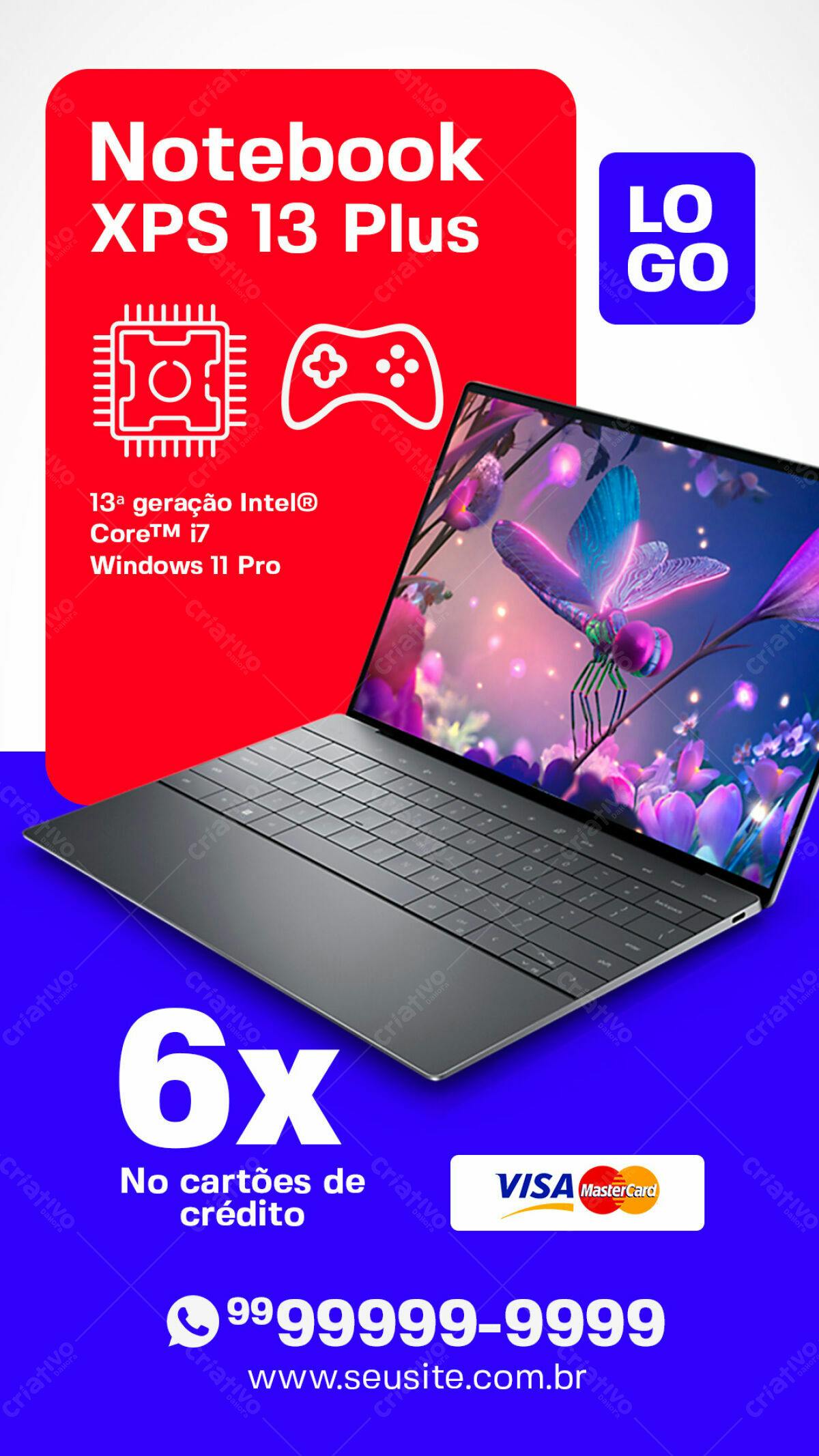 Anúncio Notebook XPS 13 Plus PSD Editável