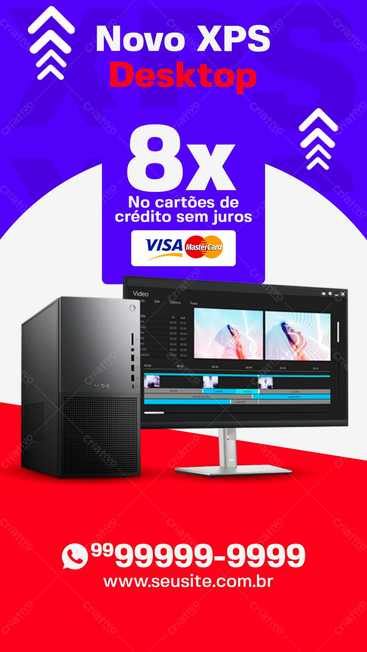 Flyer Promoção XPS Desktop 8x no cartão PSD