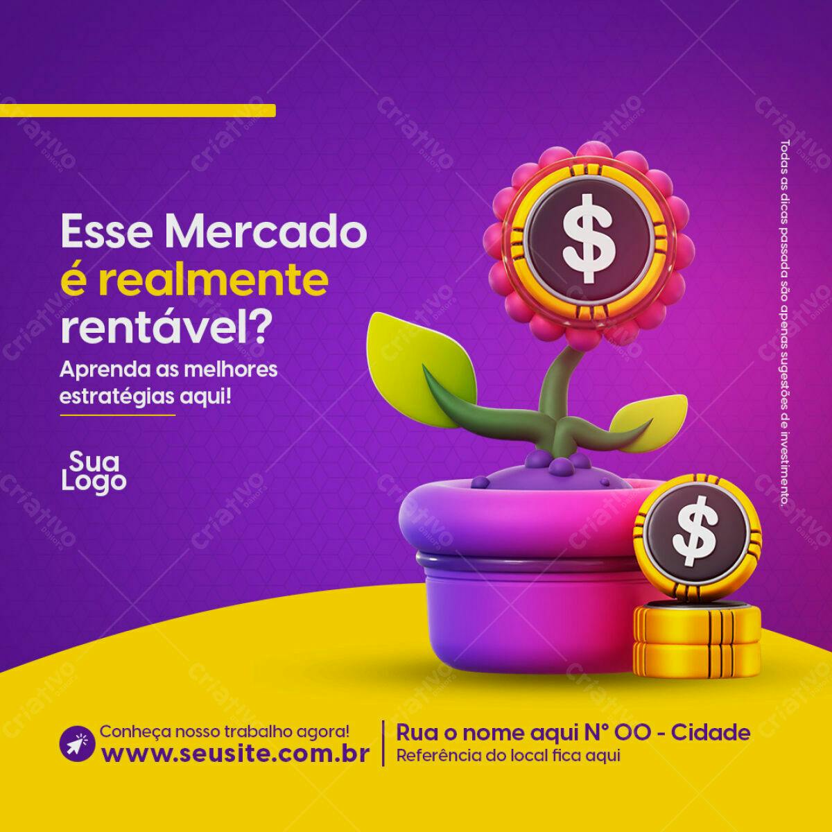 Post para Redes Sociais sobre Investimentos PSD Editável