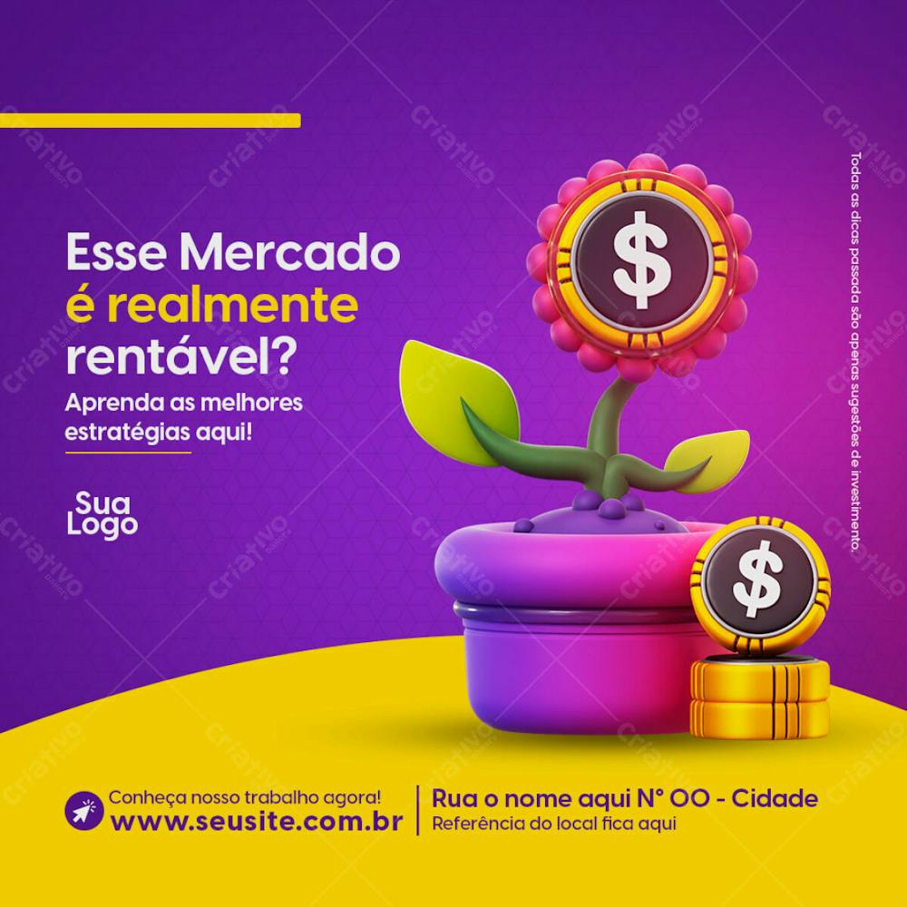 Esse Mercado É Realmente Rentável Criptomoedas Social Media Investimento Psd Editável