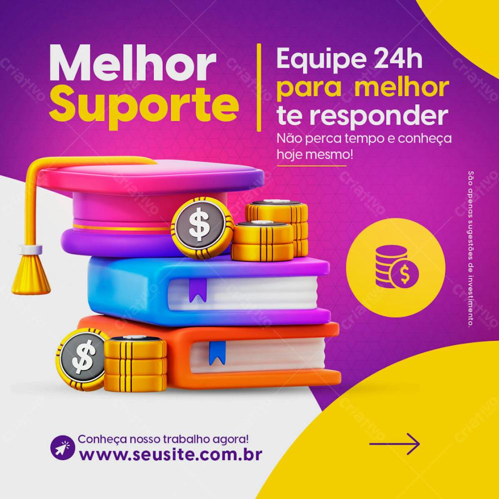 Melhor Suporte 24H Em Criptomoedas Social Media Investimento Psd Editável