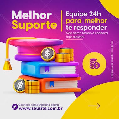 Melhor suporte 24h em criptomoedas social media investimento psd editável