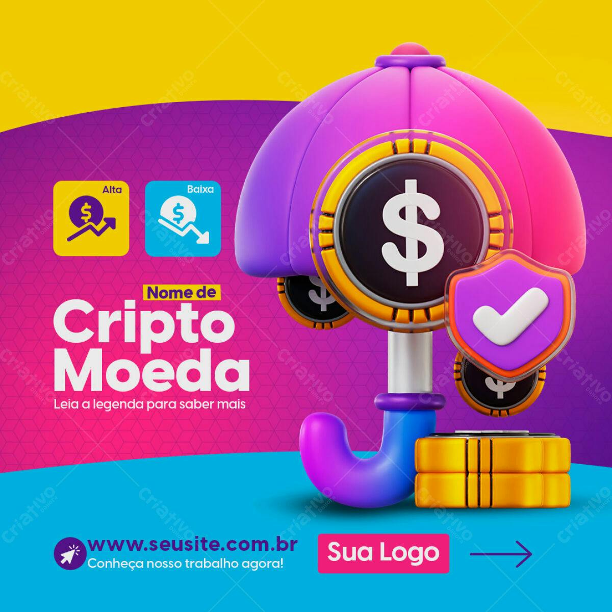 Post para Redes Sociais sobre Criptomoedas PSD Editável