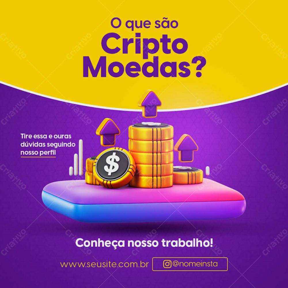 O Que São Criptomoedas Social Media Investimento Psd Editável