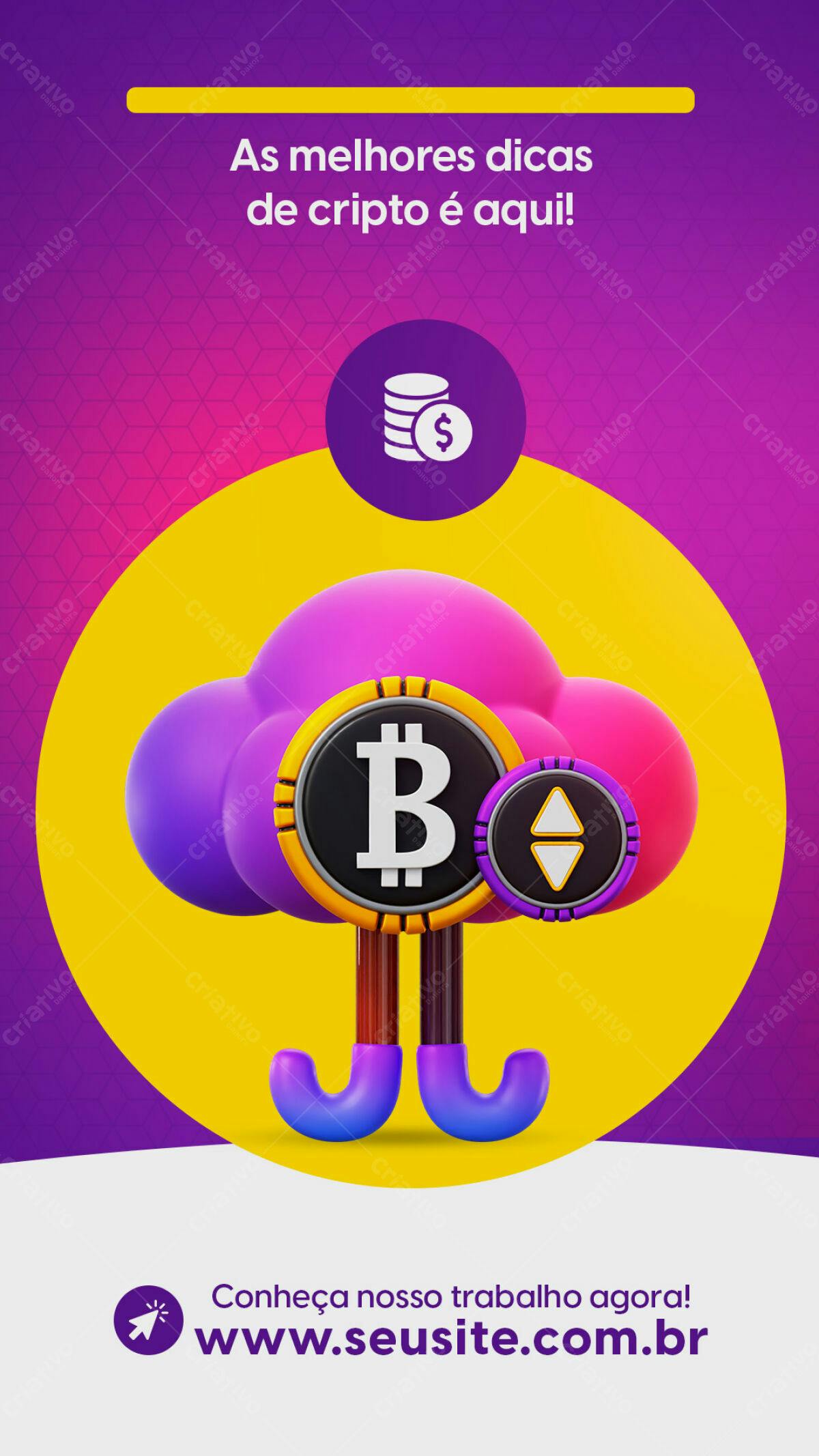 Flyer para Investimentos em Criptomoedas PSD Editável